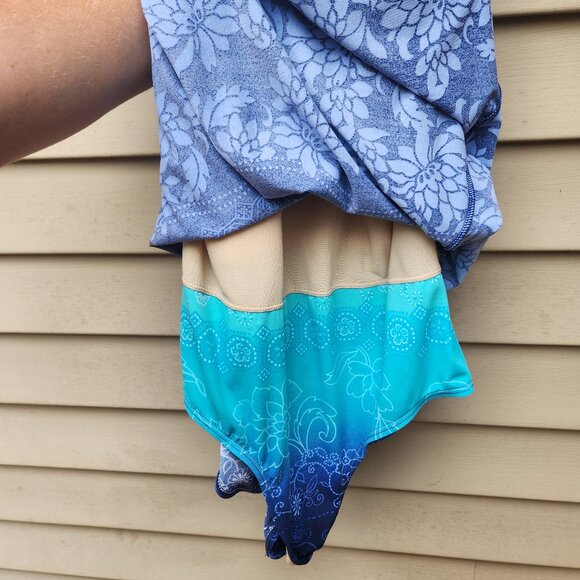 Islander Plus Blue Floral Print Swim Dress Swimsuit Beachwear Modest - Picture 6 of 10